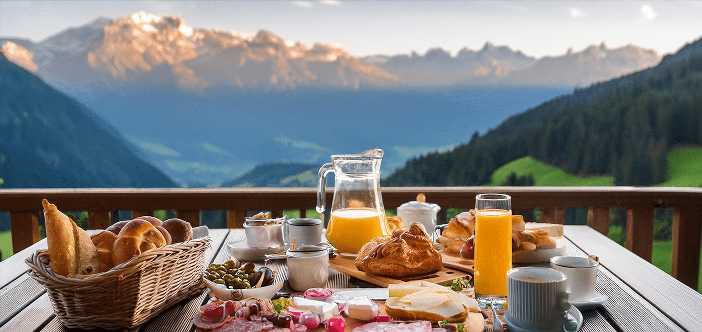 Frühstück mit Bergblick